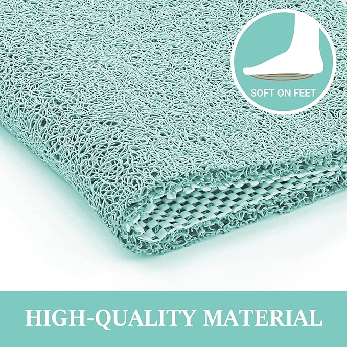 LuxStep Shower Mat Bathtub Mat,40x24 inch, Non-Slip Bath Mat with Drain, Quick Drying PVC Loofah Bathmat for Tub,Shower,Bathroom,Green