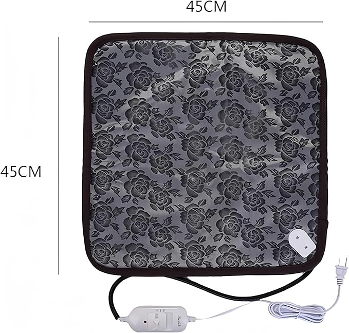Electric Heating Pad for Dogs and Cats With Anti-bite Steel Cord Waterproof Adjustable Dog Warm Bed Mat Heated Pad for Pets Deds Blankets and Kennel 17.7inx17.7in (Flower Color)