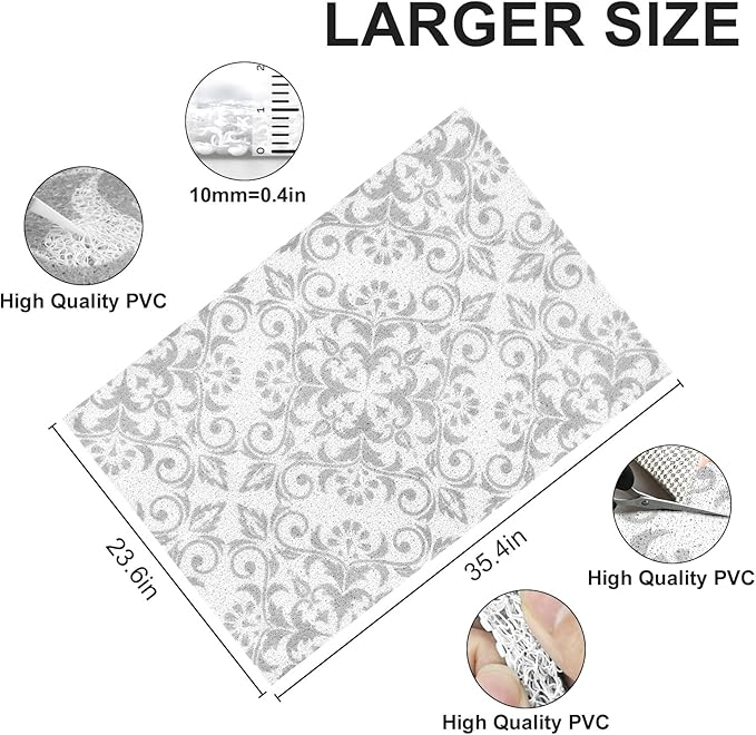 Extra Large Shower Mat: 24 X 36 Inch Stylish Shower Mats for Inside Shower - Soft PVC Loofah Trimmable Non Slip Shower Mat for Elderly, Quick Drying
