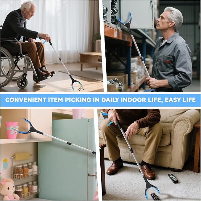 32.65"Grabber Reacher Tool, Foldable Trash Picker, 360°Rotating Grabber with Magnetic for Seniors and Disabled