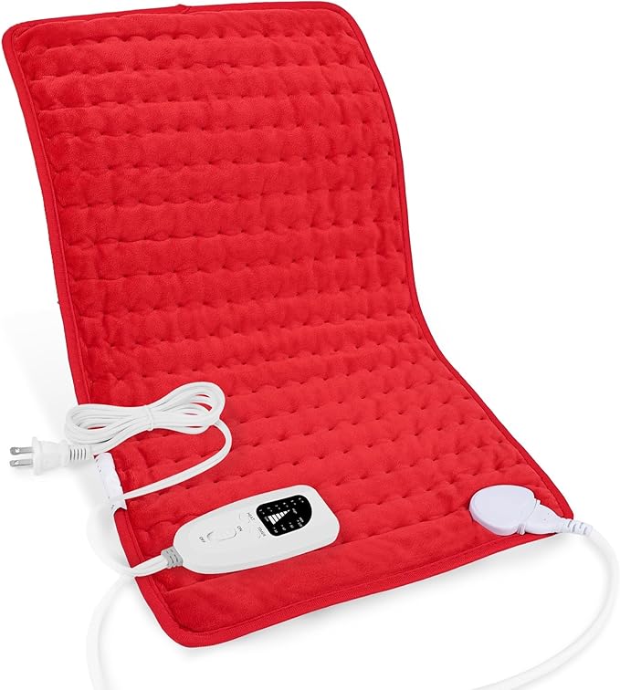 Deepsoon Heating Pad,Electric Heating Pads for Back,Neck,Moist Heating Pad for Abdomen Shoulder Knee Legs,Dry/Moist Heat&Auto Shut Off,Mother's Day Birthday for Men and Women,Red,24x12 Inch