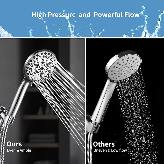 Iopsk 10 Spray Shower Head with Handheld,High Pressure shower heads with Handheld Spray Combo,Hand Held Shower Head with 60 Inch Long Hose (Chrome)