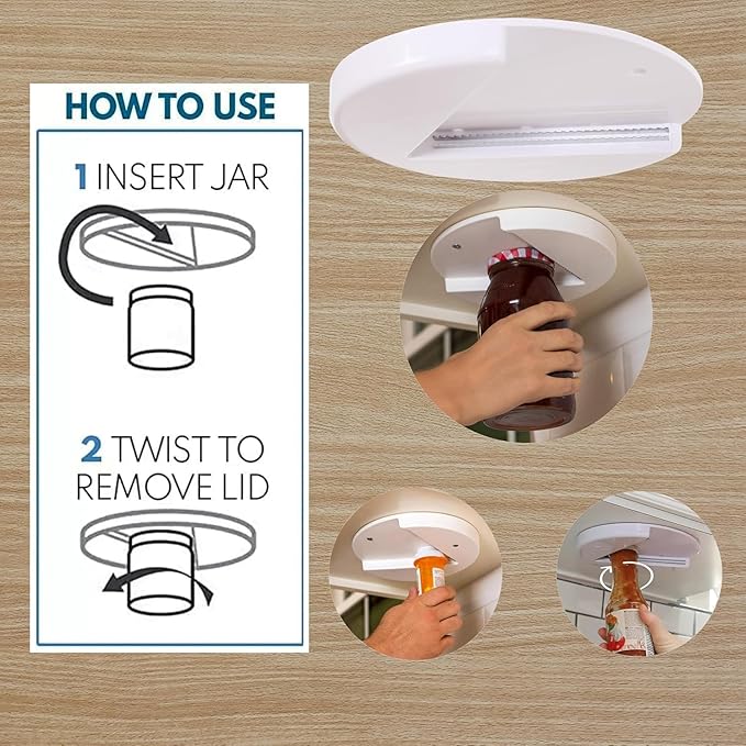 5 Pack Under Cabinet Jar Opener for Seniors & Arthritis – Heavy Duty One Hand Lid Opener, Easy Grip Kitchen Tool for Weak Hands, Strong Non-Slip Jar Opener for Tight Lids