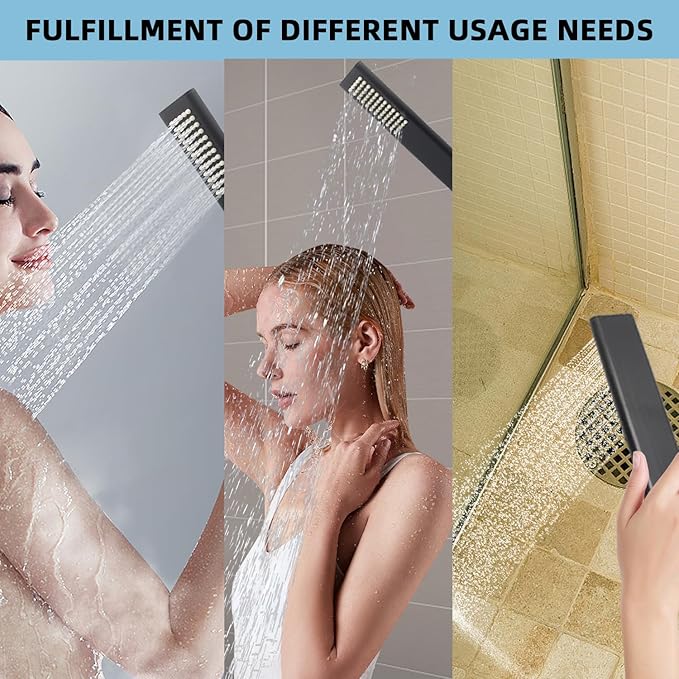 Solid Brass Handheld Shower Head Arc Design High Pressure Polished Chrome Hand Shower Wand with Adjustable Supply Elbow Wall Connector Shower Holder and 59″ Stainless Steel Hose Set