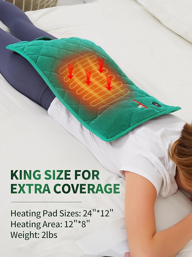 Vofuoti Portable Heating Pad, Cordless Weighted Heating Pads with 10000mAh Battery and 3 Heat Settings, Electric Heated Pad for for Back, Abdomen, Neck & Shoulder, 12" x 24"