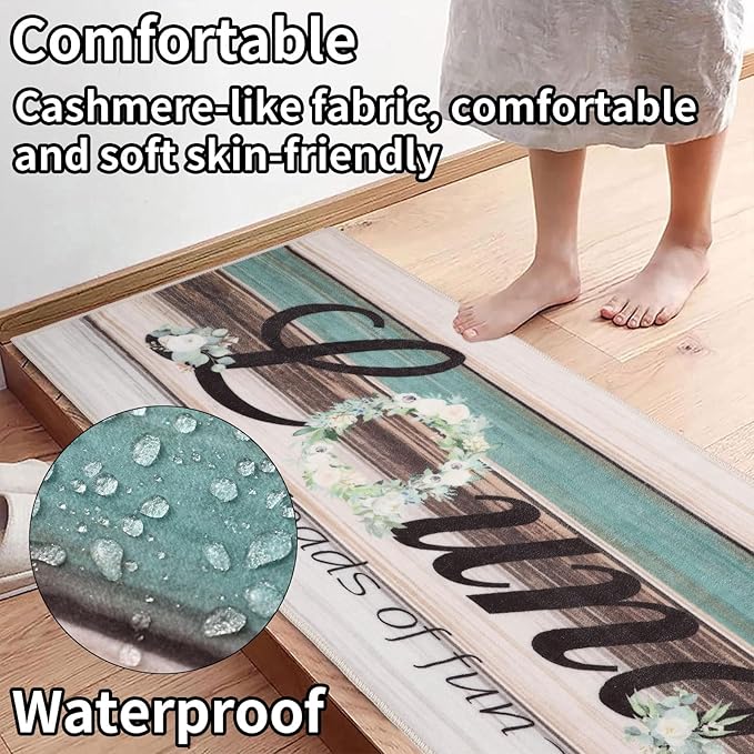 XLHOMO Non-Slip Laundry Rug 20"x47" - Multi Floral Low-Pile Comfort Cushion Machine Washable Mat, Modern Farmhouse Runner for Laundry Room, Entryway & Kitchen