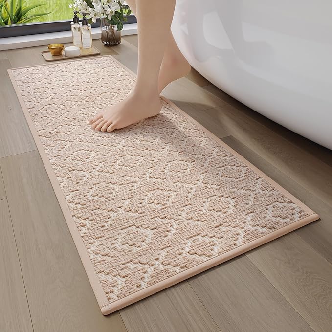 YDKGL Bathroom Rugs Non Slip, Super Absorbent Quick Dry Bath Mat, Rubber Backing Ultra Thin Bathroom Mats Fit Under Door Bathroom Floor Bathtub Shower