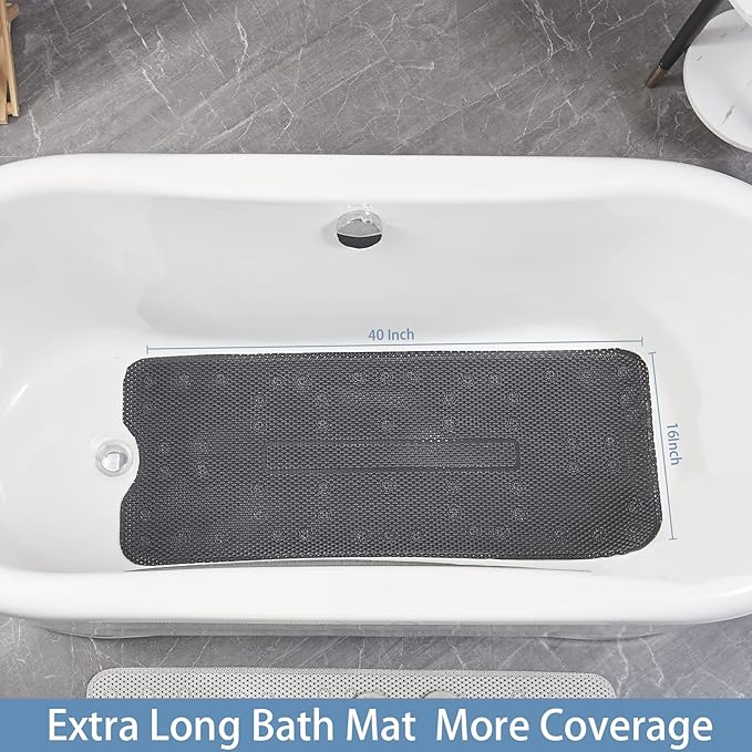 Webos Soft Bathtub Mat Non Slip: Memory Foam Shower Mat with Suction Cups for Bathroom Inside Tub 40X16Inch (Black)