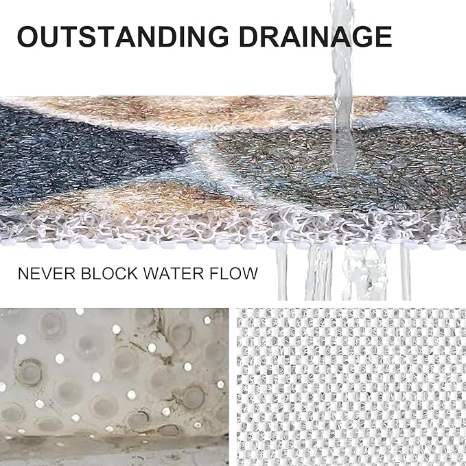 Extra Large Shower Mat: 24 X 36 Inch Stylish Shower Mats for Inside Shower - Soft PVC Loofah Trimmable Non Slip Shower Mat for Elderly, Quick Drying