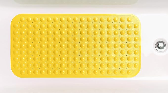Large Non-Slip Bathtub & Shower Mat 31”x16” (Smooth/Non-Textured Tubs Only) Safe, Clean, Machine-Washable, Superior Grip&Drainage, Vinyl, Opaque Yellow