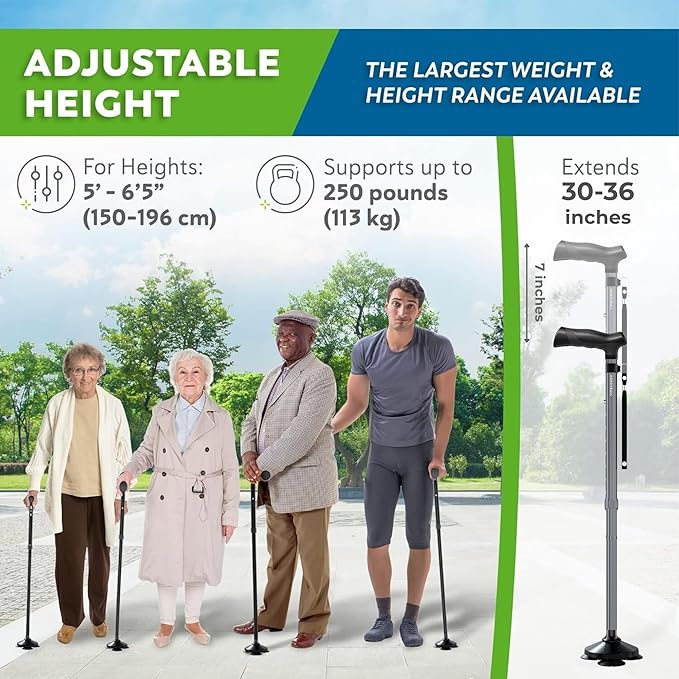 HONEYBULL Walking Cane for Men & Women Foldable, Adjustable, Heavy Duty, Free Standing, All Terrain, Collapsible Walking Sticks for Seniors & Adults