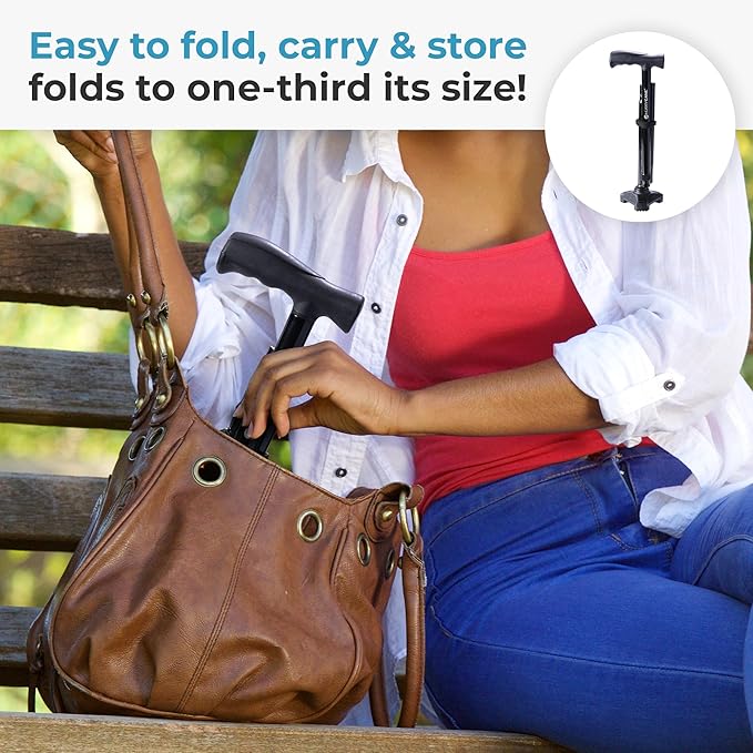 HurryCane Freedom Edition Foldable Walking Cane with T Handle