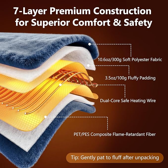 Heating Pads for Neck and Shoulders and Back, Weighted Heating Pad for Back Pain Relief with 6 Heat Options 4 Auto-Off Timer, Gifts for Mom Women Christmas Birthday
