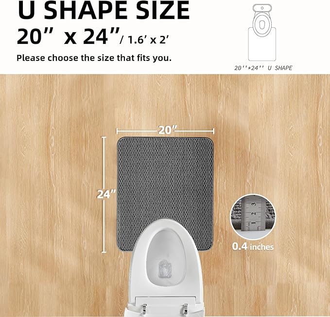 TYUU Toilet Rug, Thin Toilet Rugs U Shaped Washable Non Slip Absorbent Quick Dry Low Pile Toilet Mat, Dark Grey 20"x24" U Shape