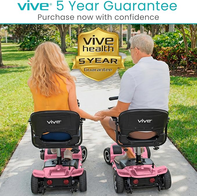 Vive 4 Wheel Mobility Scooter - Electric Powered Wheelchair Device - Compact Heavy Duty Mobile for Travel, Adults, Elderly - Long Range Power Extended Battery with Charger Included (Limited Edition)