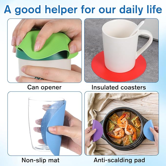JJUNW 12Pcs Jar Opener Gripper, Jar Openers Gripper Pads, Rubber Jars Opener Kitchen Gadgets Cap Jars Openers, Grippers for Opening Ja rs for Seniors Kitchen Coasters Tool(Style C)