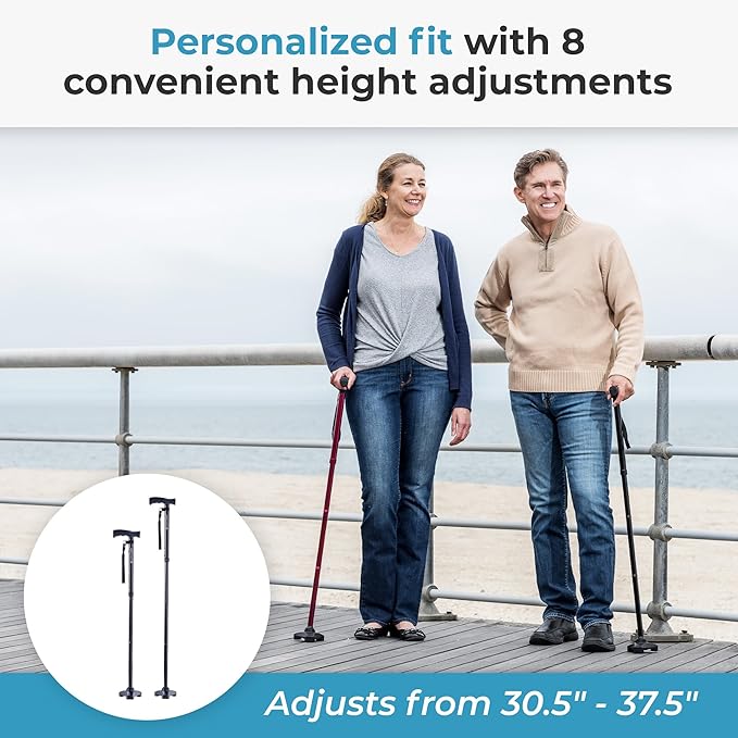 HurryCane Freedom Edition Foldable Walking Cane with T Handle