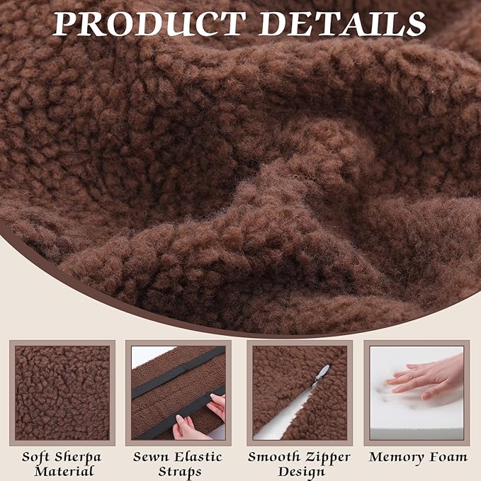 Queekay Recliner Leg Rest Cushion Large Half Moon Bolster Pillow 22.8 x 9.84 x 4 Inch Lumbar Support Pillow Bed Sleeping Semi Roll for Legs, Knees, Lower Back, Ankle and Foot Washable Cover(Brown)
