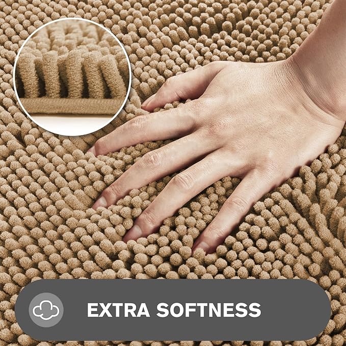 Bathroom Rugs 30 x 50 Inch – Extra Large Bath Mat | Absorbent and Washable Thick Chenille Bath Rugs Non-Slip Runner Rug for Bathroom, Shower, Tub(Beige)