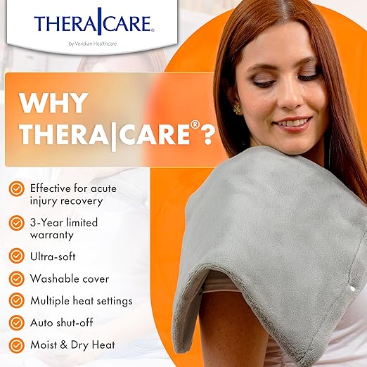 TheraCare Digital 12” x 15” Heating Pad | Moist & Dry Heat | Wide Range 110°F-160°F | Soothing Warm Relief | Personal Size 12” x 15” | Safe, Automatic Shut Off