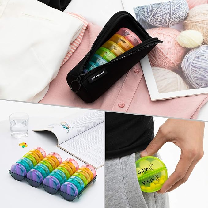 ［Upgrade］ Monthly Pill Organizer 2 Times A Day,One Month Box AM PM,Daily Cases Large 4 Week,Medication 28 Days Dispenser for Pills,Fish Oils, Vitamin,Supplement(Rainbow)…