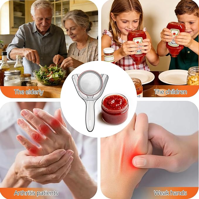 NileHome Jar Opener for Weak Hands, Seniors with Arthritis, Bottle Opener Jar Lid Opener for Arthritic Hands Multifunctional Can Openers for Seniors Get Lids off Easily & Grey