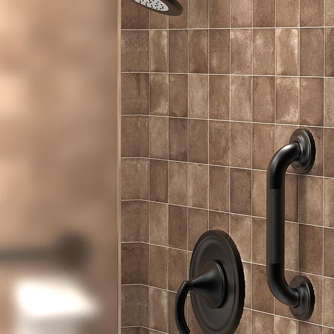 1-1/4" Knurled Grab Bar, ADA Compliant Bath Safety Shower Handrail, Bathroom Mobility Aid Handle for Seniors and Disabled, Heavy Duty 500lbs Support