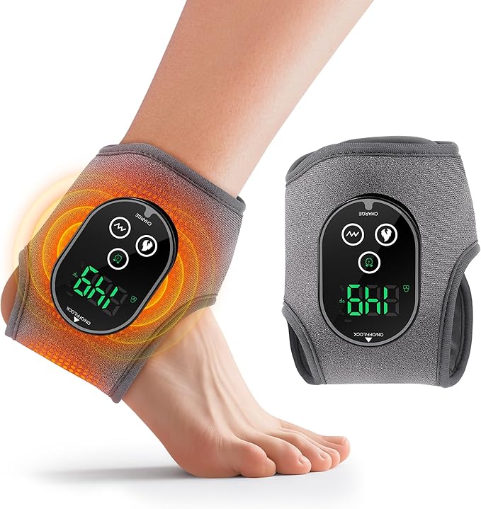 Cordless Foot & Ankle Massager with Heat,3000mAh Long-Lasting Portable Heating Pad for Foot,6 Heat & 3 Vibration Levels,Rechargeable Ankle Relax for Men,Women,Seniors