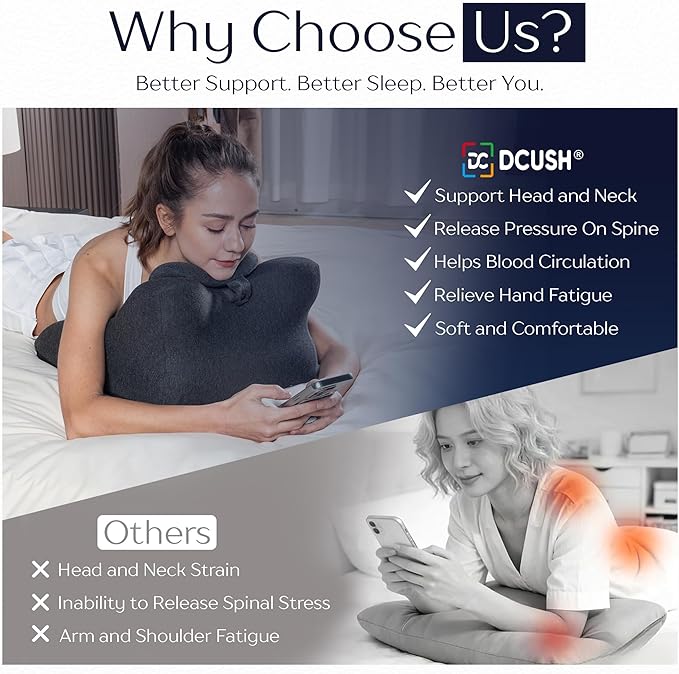 Contoured Memory Foam Pillow with Removable Headrest, Wedge Pillows, Massages, Reading, Relaxing & Leg Elevation, Removable Washable Cover, Anti-Slip Base