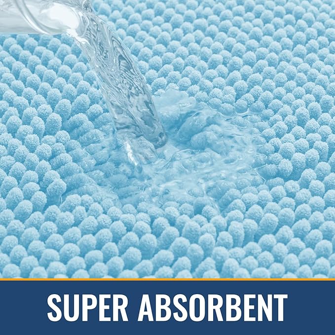 Arotive Bathroom Rugs 30x20, Extra Soft Absorbent Shaggy Chenille Bath Rugs, Machine Washable Rubber Backing Non-Slip Bath Mats for Bathroom Floor Tub and Shower, Home Decor Accessories,Sky Blue