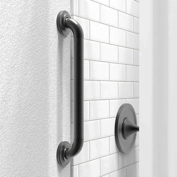 1-1/4" Knurled Grab Bar, ADA Compliant Bath Safety Shower Handrail, Bathroom Mobility Aid Handle for Seniors and Disabled, Heavy Duty 500lbs Support