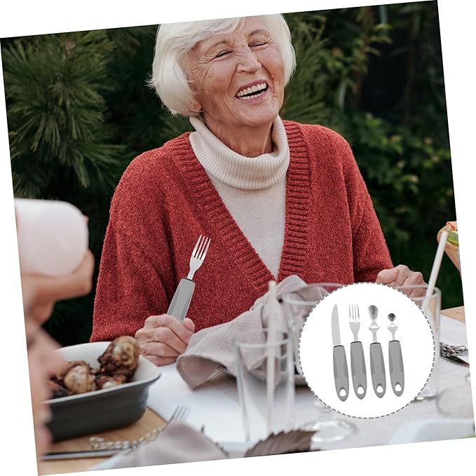VALICLUD 1Set Adaptive Utensils Portable Elderly Tableware for Hand and Grip Convenient Easy to Clean Durable Dining Tools for Seniors