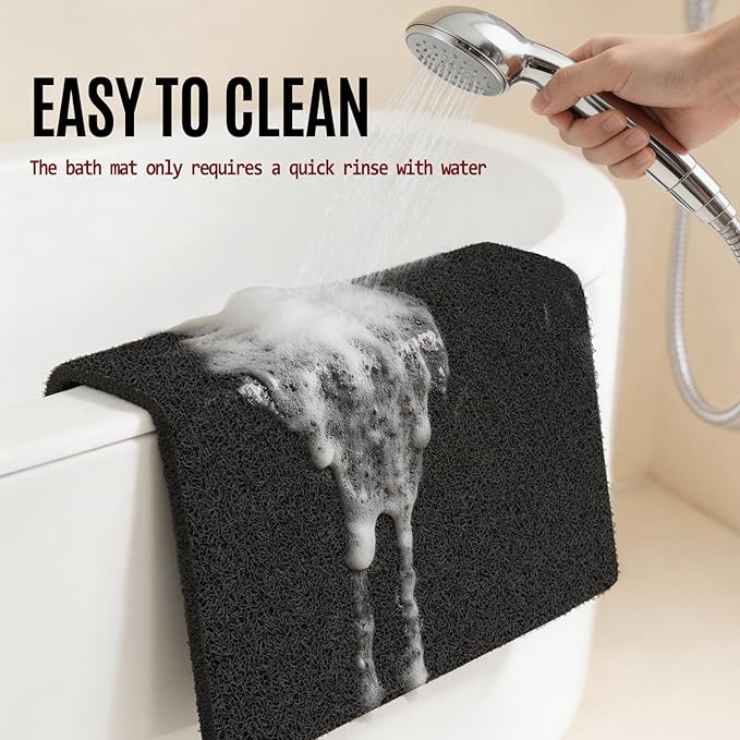 Joyhalo Shower Mat Bathtub Mat Non Slip, Bathmats Non Slip, Quick Drying Foot Scrubber Loofah Mats for Shower, Tub, Bathroom, Home, 24x24inch, Black