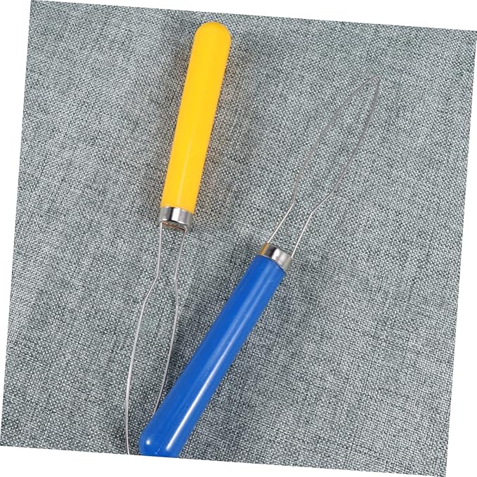 Stainless Steel Button Hook Helper Ziers Button Assist Device Ergonomic Grip Red Yellow Patterns for Elderly Disabled
