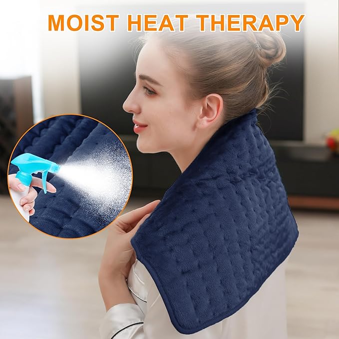Deepsoon Heating Pad,Electric Heating Pads for Back,Neck,Moist Heating Pad for Abdomen Shoulder Knee Legs,Dry/Moist Heat&Auto Shut Off,Mother's Day Birthday for Men and Women,Navy Blue,24x12 Inch