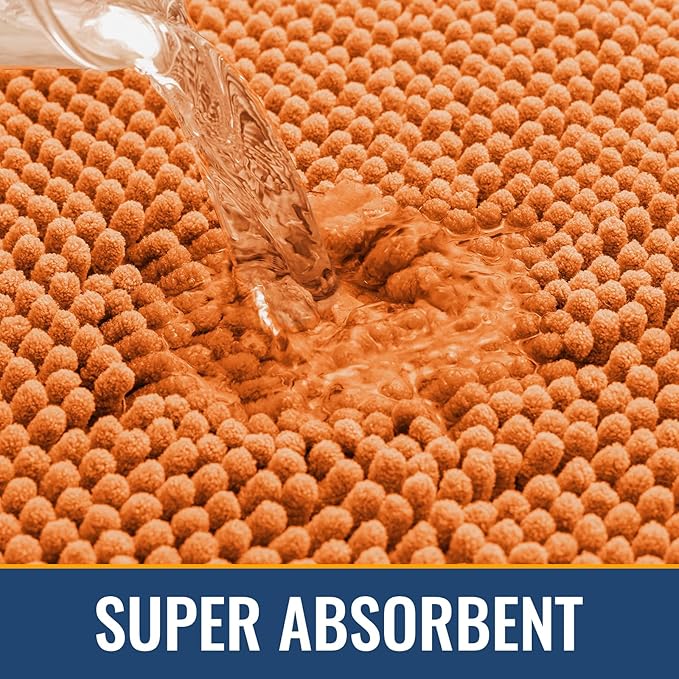 Arotive Bathroom Rugs 36x24, Extra Soft Absorbent Shaggy Chenille Bath Rugs, Machine Washable Rubber Backing Non-Slip Bath Mats for Bathroom Floor Tub and Shower, Home Decor Accessories,Coral