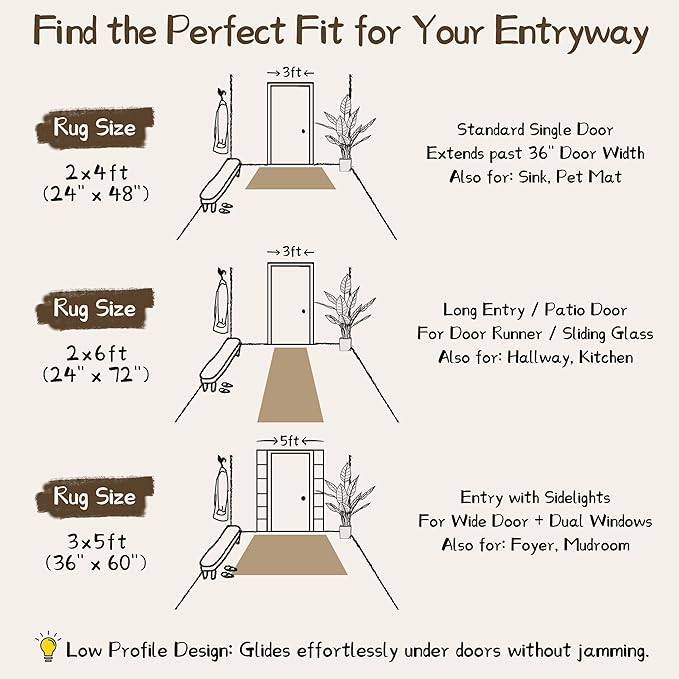 Abstract Washable Runner Rug 2x6, Brown Non-Slip Hallway Rug, Woven Non-Shedding Thin Runners for Entryway, Kitchen, Laundry Room - Deep Brown (Stain-Resistant Version, 2x6ft)