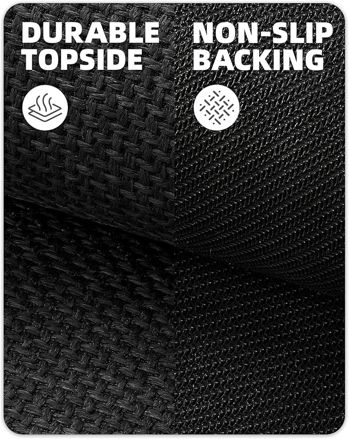 Color&Geometry Large Thin Front Door Mat Indoor Entrance Non Slip Rubber Backed, 32"x48" Indoor Door Mats for Entryway, Dirt Trapper Double Doormat, Washable Front Door Rugs, Ebony Black
