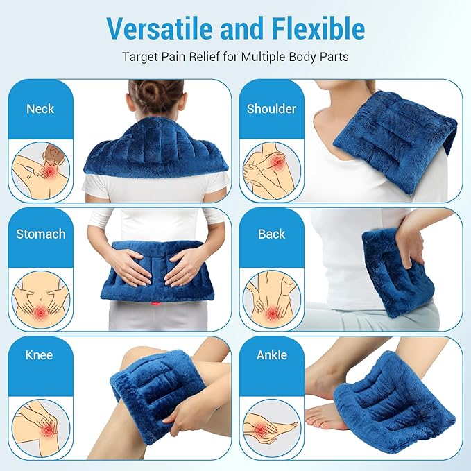 Comfytemp Microwave Heating Pad for Pain Relief, 8"x16" 2.18LB Hot Pack Moist Heat Relief for Neck Shoulder, Cramps, Muscle Ache, Warm Compress Relaxation Items for Women Men Seniors