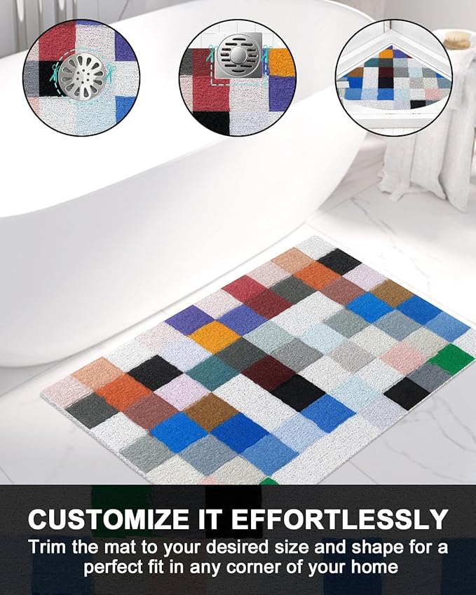Bathtub Mat Non Slip - Anti Slip Shower Mat, Quick Drying Bath Tub Mats, Soft PVC Loofah Foot Massage Mat, Bath Mat for Shower, Tub, Bathroom, Floor, Kitchen, Pool, Hotel