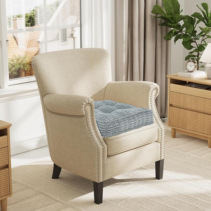 idee-home Recliner Cushions for Elderly, 20x20x5 Inch Corduroy Recliner Seat Cushion Tufted, Large Square Seat Cushion for Recliner Chair, Floor Pillow, Boosting Support Reduce Hip Pain, Light Grey
