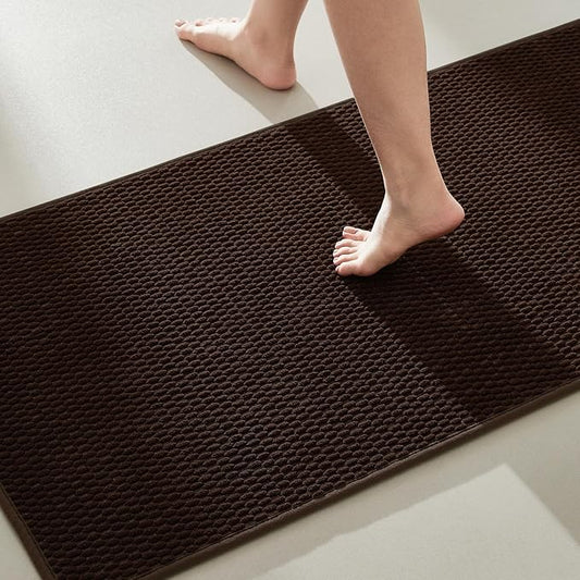 TYUU Bathroom Runner Rug, Long Bath Mat Washable Thin Quick Dry Low Pile Bathroom Runner Rugs 24 x 60 Non Slip, Brown 24"x60"