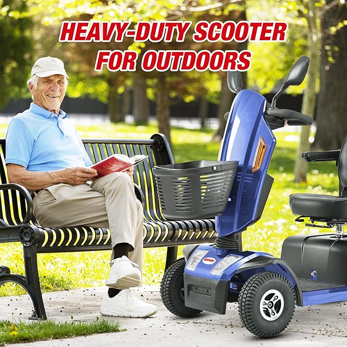 Metro Mobility Powered Mobility Scooters, 4 Wheel Mobility Scooters for Adults, 350 lbs Capacity Folding Mobility Scooter, 25 Miles Long Travel Range Scooter for Seniors Blue