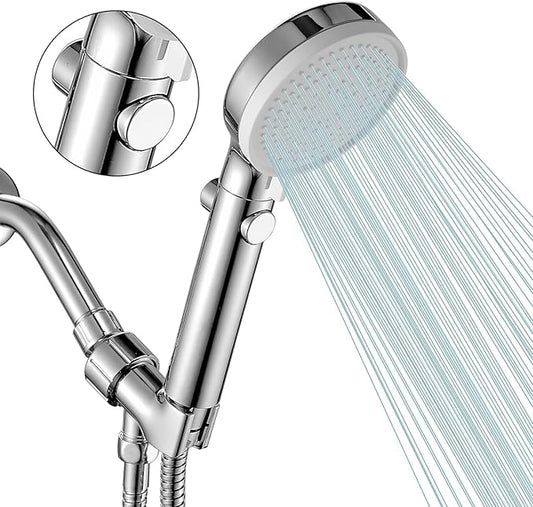 DOILIESE Shower Head with Handheld Shower Head with ON/Off Switch, 3-Modes High Pressure Shower Head with Hose,Chrome Finish