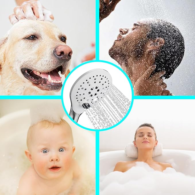 KPW Handheld Shower Head with 59" Hose Brushed Nickel Detachable Shower Head Adjustable Bracket High Pressure Handheld Shower Head RV Shower Head