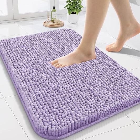Arotive Bathroom Rugs 24x16, Extra Soft Absorbent Shaggy Chenille Bath Rugs, Machine Washable Rubber Backing Non-Slip Bath Mats for Bathroom Floor Tub and Shower, Home Decor Accessories,Lavender