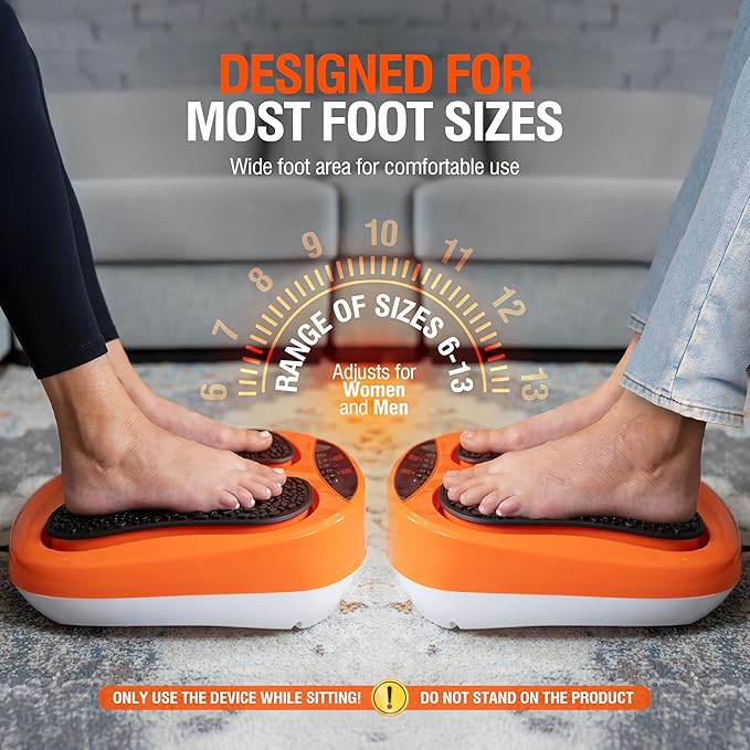 Power Legs Electric Foot Massager Machine with Remote Control, Adjustable Speed, Vibration - Calf Massager - Feet Massager for Neuropathy Pain Relief, Plantar Fasciitis, Leg Blood Circulation (Orange)