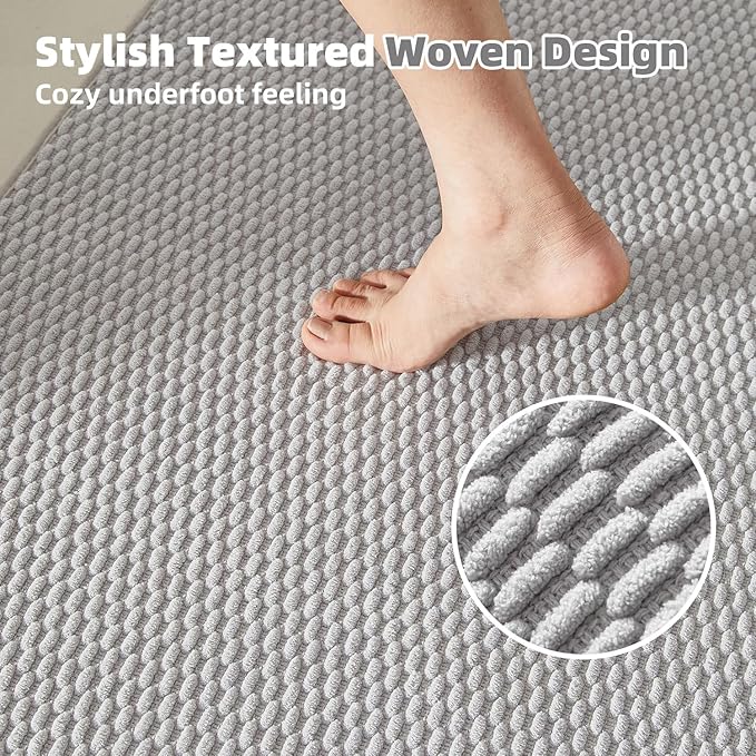 TYUU Toilet Rug, Thin Toilet Rugs U Shaped Washable Non Slip Absorbent Quick Dry Low Pile Toilet Mat, Light Grey 20"x24" U Shape