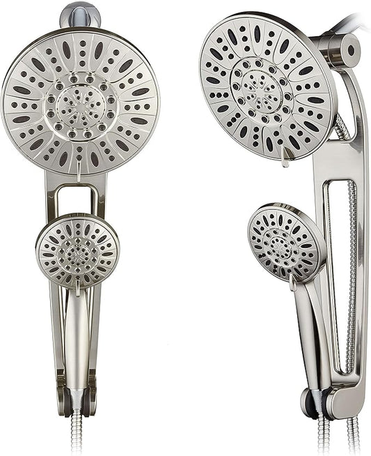 AquaDance High-Pressure 48-Mode 3-Way Shower Spa Combo with Adjustable 18-Inch Extension Arm, Brushed Nickel