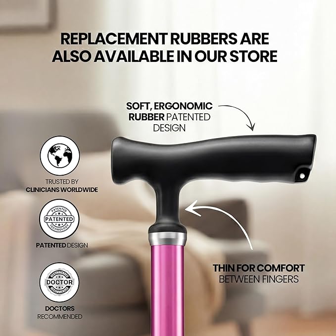 Allay Walking Canes for Men & Women - Adjustable Canes for Women for Stability, Self Standing Wide Quad Pivot Base, Light Weight, Soft Handle Grip and Travel Bag, Walking Sticks for Seniors & Adults
